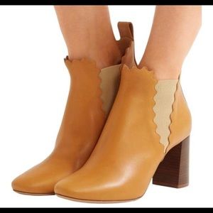 Chloe Lauren scallop ankle boots color peanut butter size 38